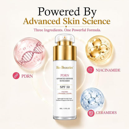 SPF 50 Face Sunscreen with PDRN, Broad Spectrum & Water Resistant, Niacinamide and Ceramides for Brightening and Firming