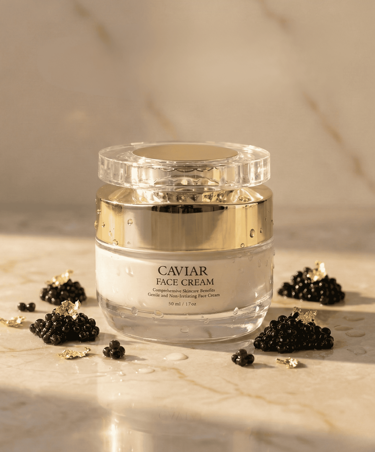 Caviar Face & Neck Cream – Anti-Aging Moisturizer with Hyaluronic Acid, Squalane & Niacinamide – Marine Collagen + CoQ10 (Ubiquinone) – Hydrating, Firming & Smoothing for All Skin Types